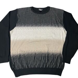 Gionfriddo Black Colorblock Multi Color Striped Made In Italy Sweater Size Large